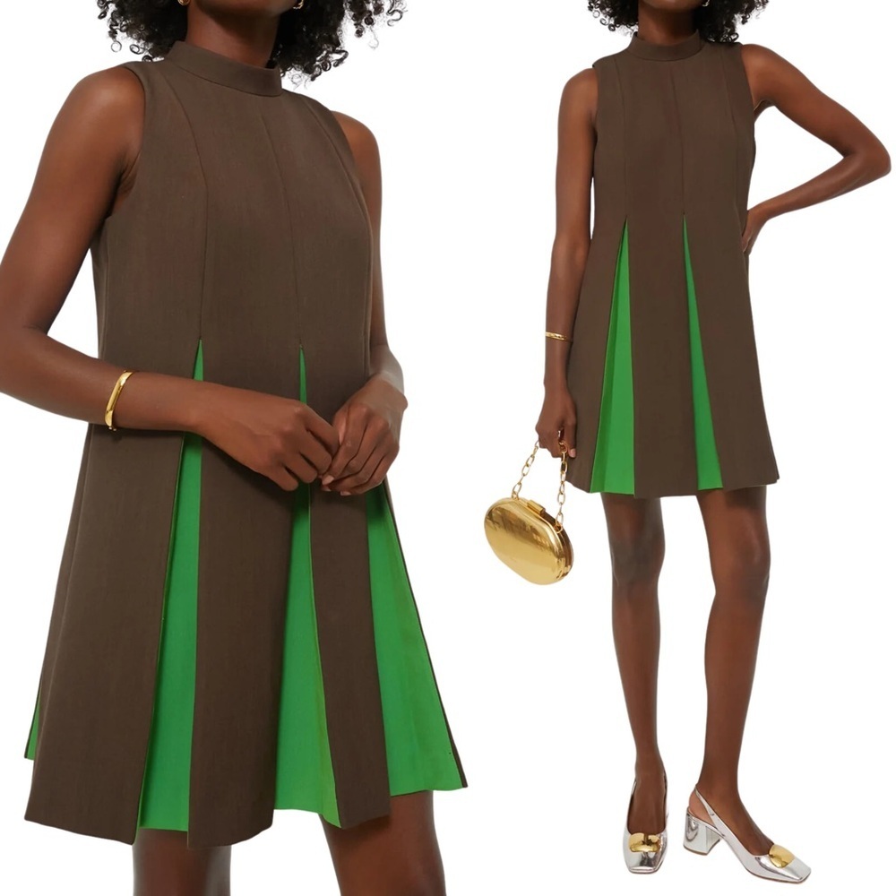Tuckernuck Demitasse Griffiths Dress XXXL Brown Green Mod A-Line NWT - Picture 10 of 10